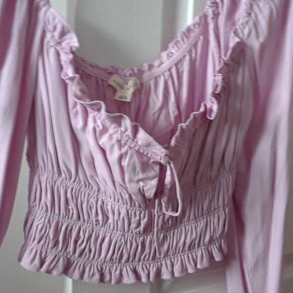 Pretty Pink Milkmaid Style Cropped Blouse - Picture 7 of 8